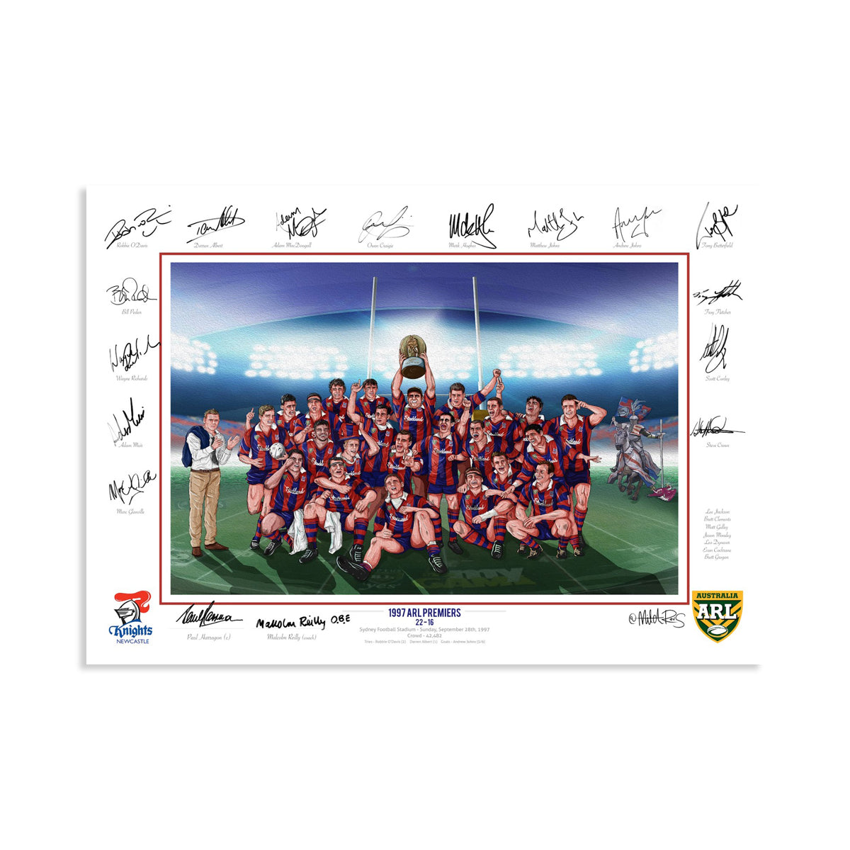 Newcastle Knights 97' Grand Final Canvas Print A1 (594 x 841mm) Most Popular Size No Frame/ Rolled Print