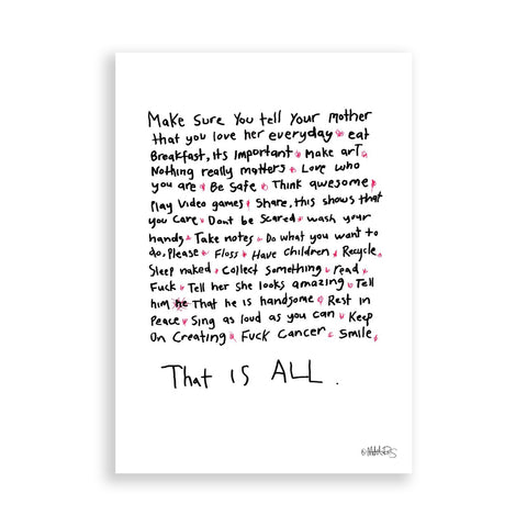 That Is All - Words To Live By paper print