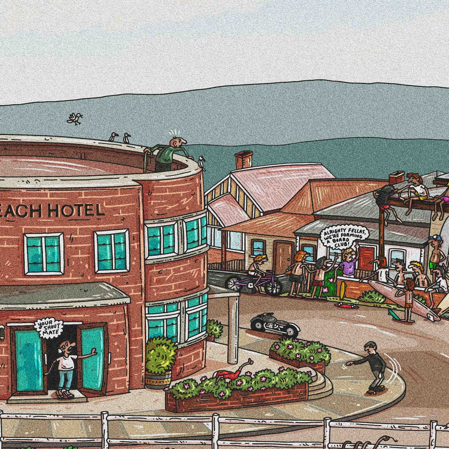 Founders Sketch - Merewether Surfboard Club (Colour)