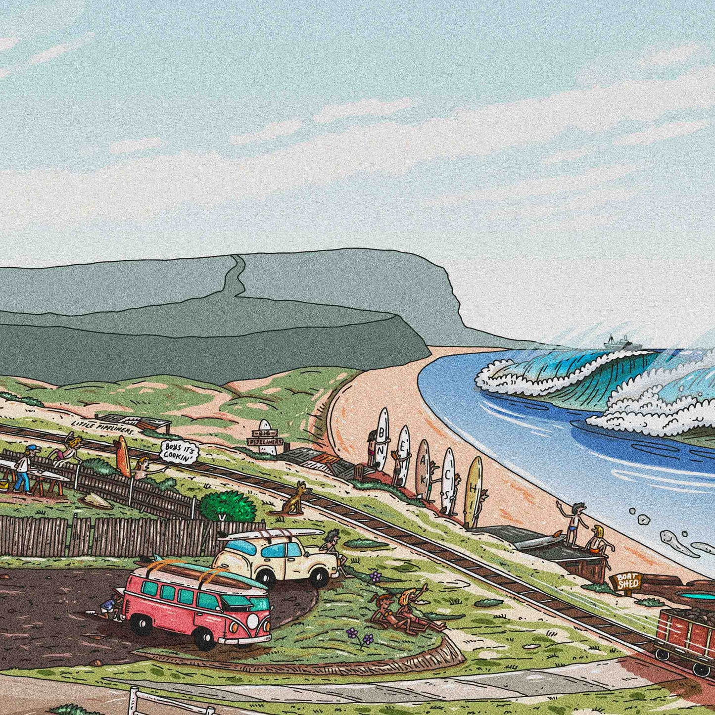 Founders Sketch - Merewether Surfboard Club (Colour)