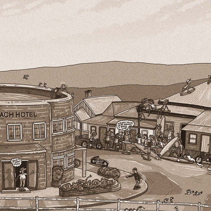 Founders Sketch - Merewether Surfboard Club (Sepia)