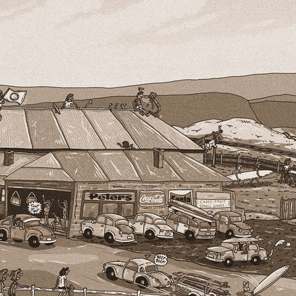 Founders Sketch - Merewether Surfboard Club (Sepia)